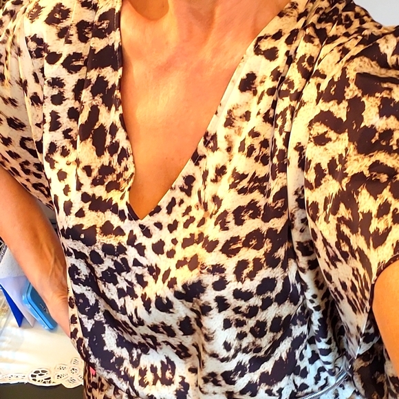 NWOT Sexy Satiny Leopard Print Jumpsuit by INC! Pockets! L - Picture 9 of 17